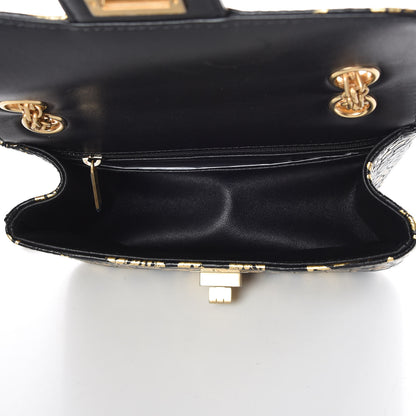 Chanel Calfskin Crocodile Embossed Graffiti 2.55 Mini Cocodile Reissue Flap Black Gold 5 of 11