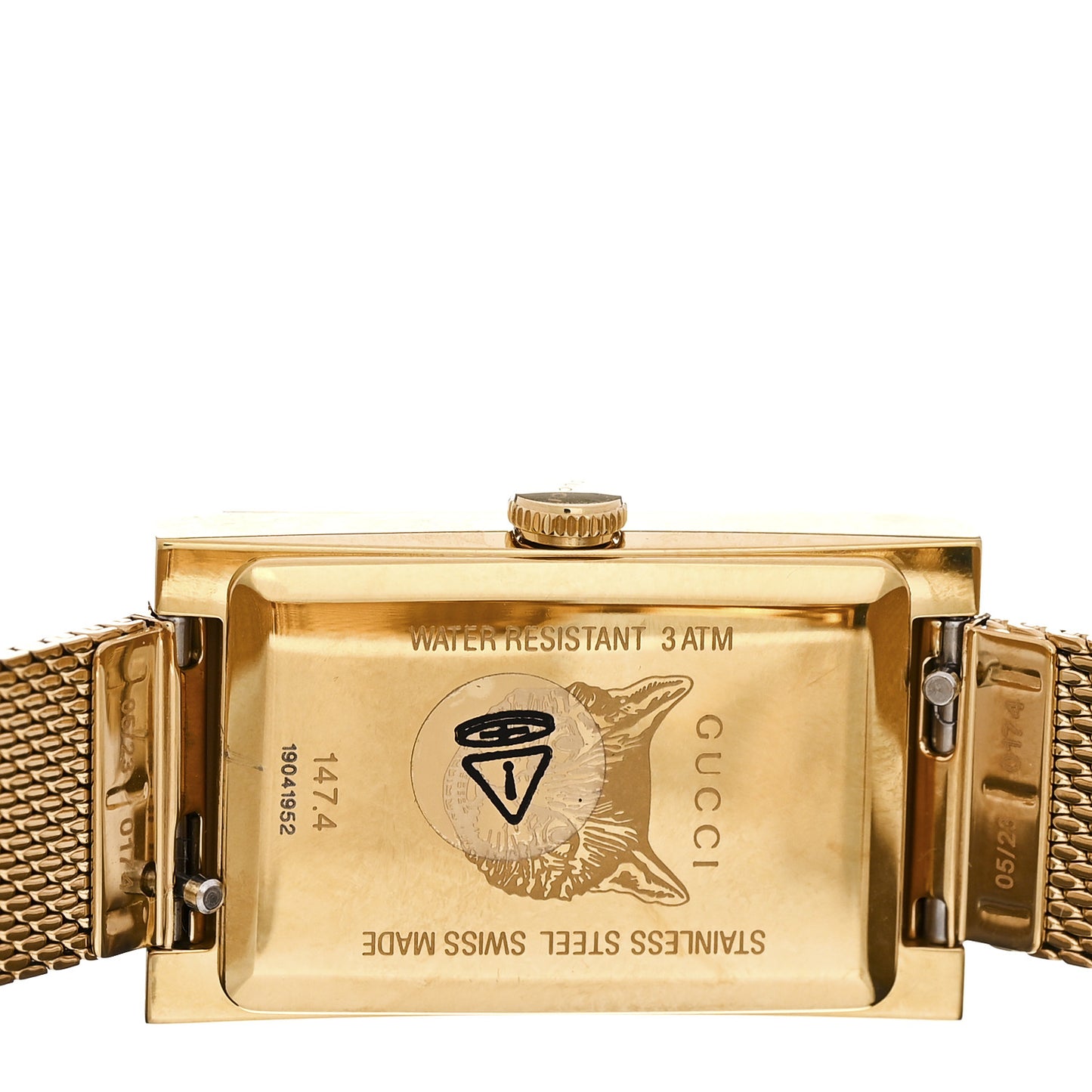 Stainless Steel 14mm Web G-Frame Quartz Watch Gold