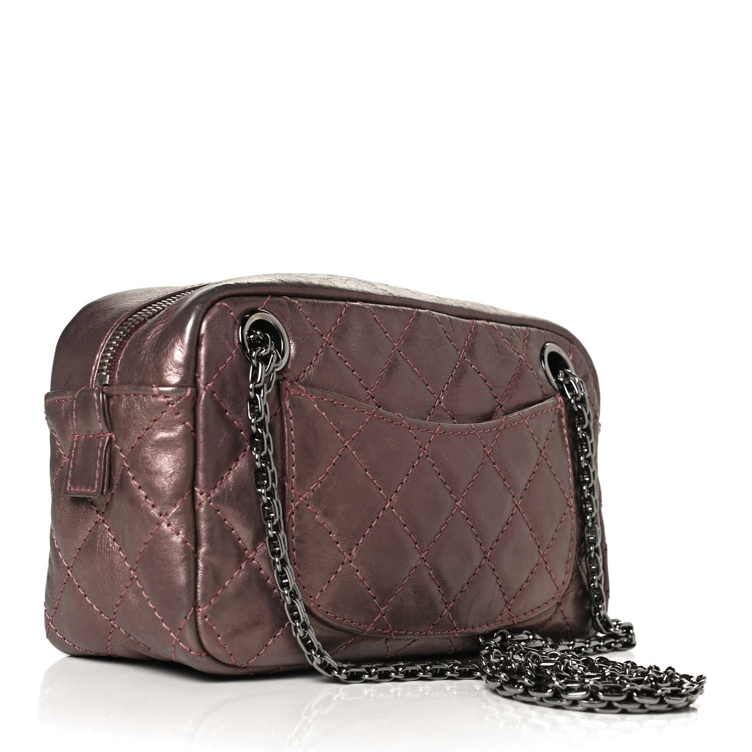 Chanel Metallic Aged Calfskin Quilted Small Reissue Camera Case Rose Fonce 3 of 12