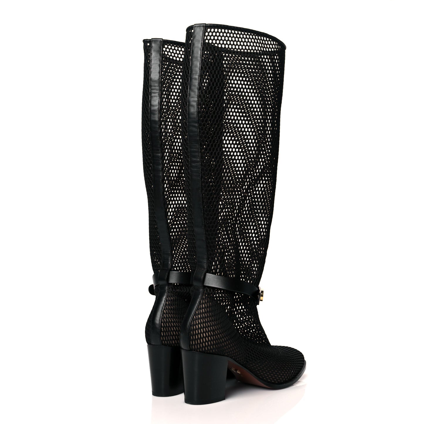 Calfskin Resille Empreinte High Boots 36 Black