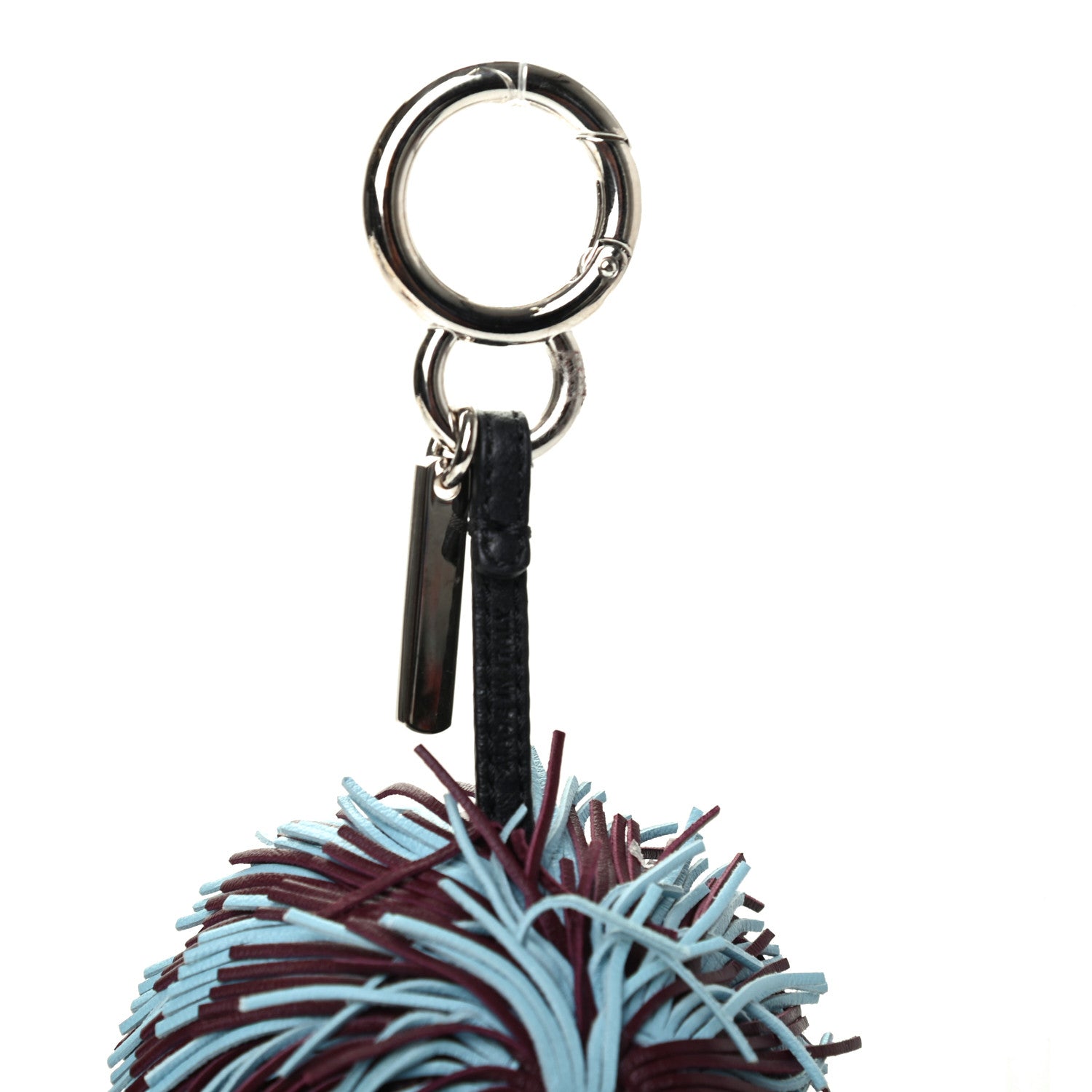 Fendi Shiny Nappa Faces Fringe Bag Bug Charm Bordeaux Multicolor 3 of 3
