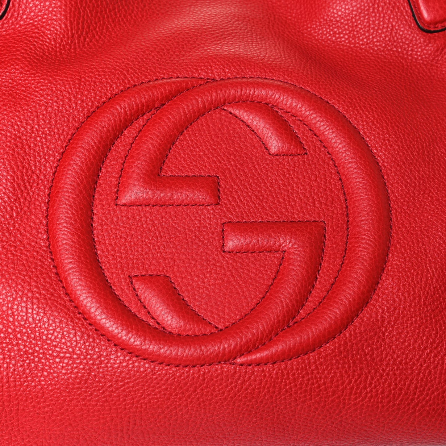 Pebbled Calfskin Medium Soho Shoulder Bag Red