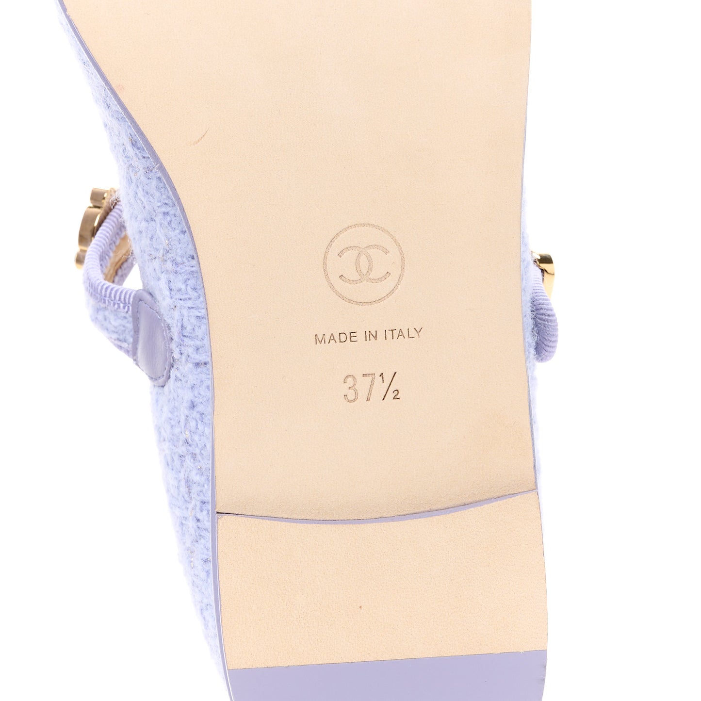 Wool Tweed Patent Mary Jane Flats 37.5 Lilac