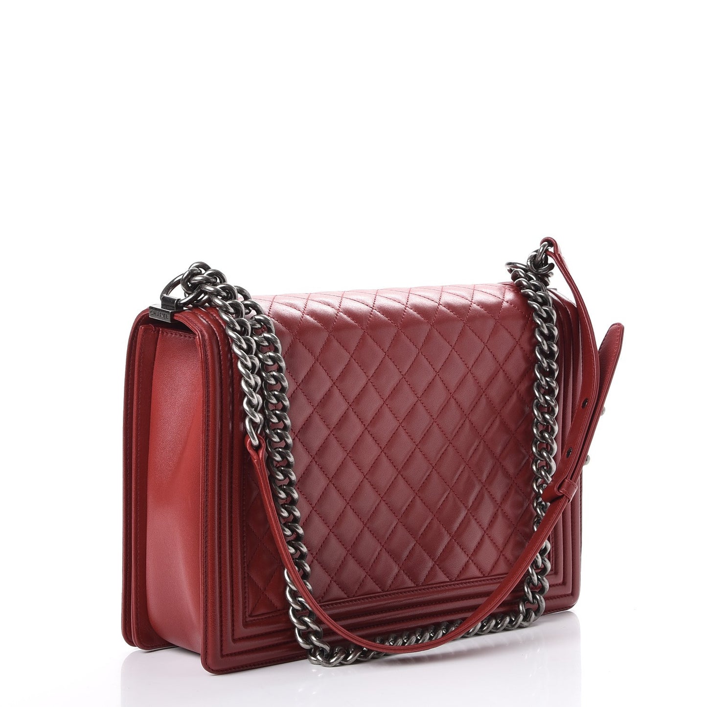 Lambskin Quilted Large Boy Flap Red