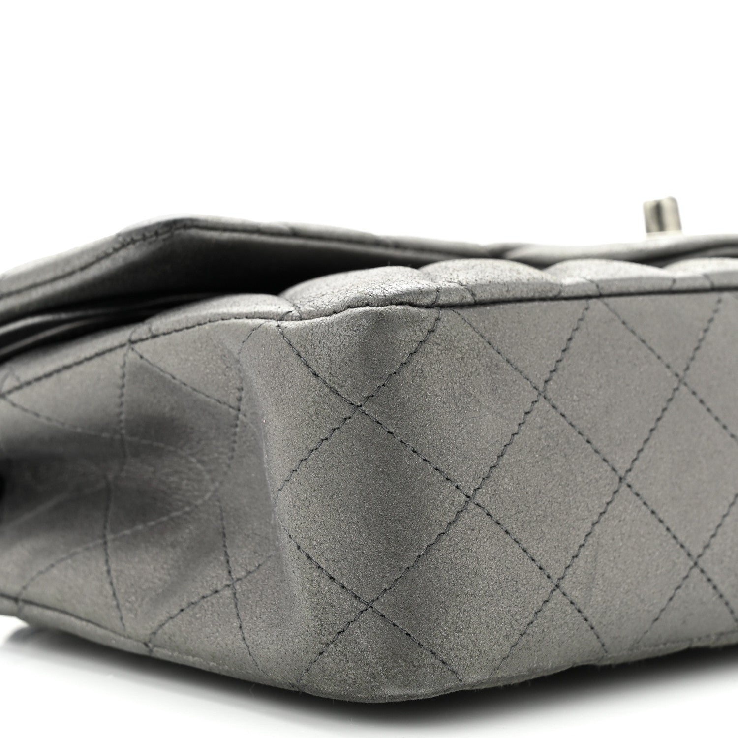 Chanel Metallic Lambskin Quilted Medium Double Flap Pewter 9 of 12