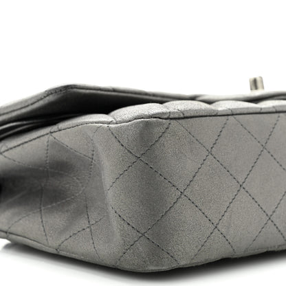 Chanel Metallic Lambskin Quilted Medium Double Flap Pewter 9 of 12