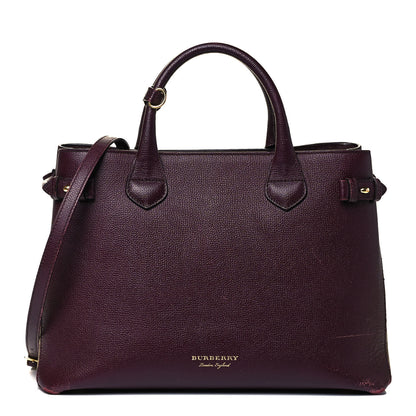 Burberry Grainy Calfskin House Check Medium Banner Tote Elderberry 1 of 15