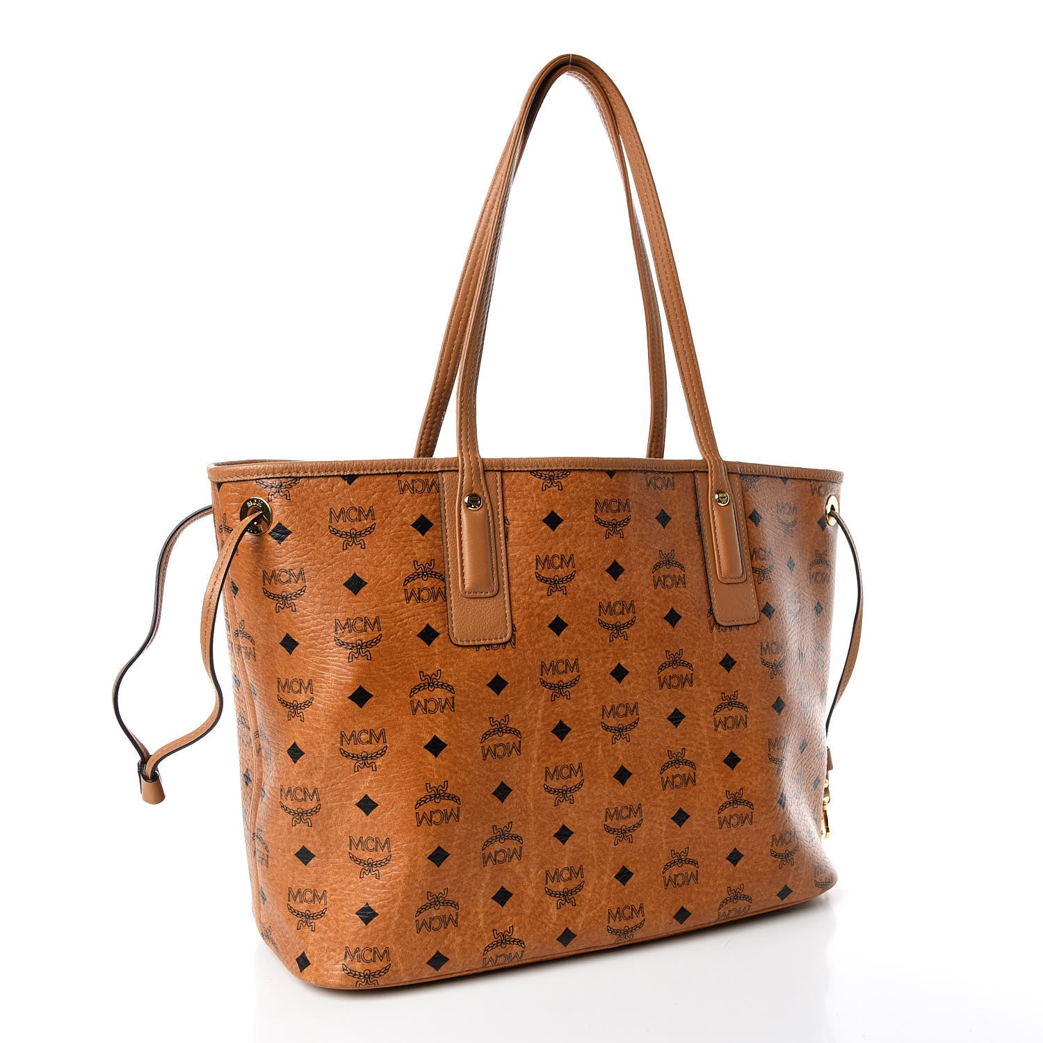 MCM Visetos Medium Liz Reversible Shopper Tote Cognac 7 of 17
