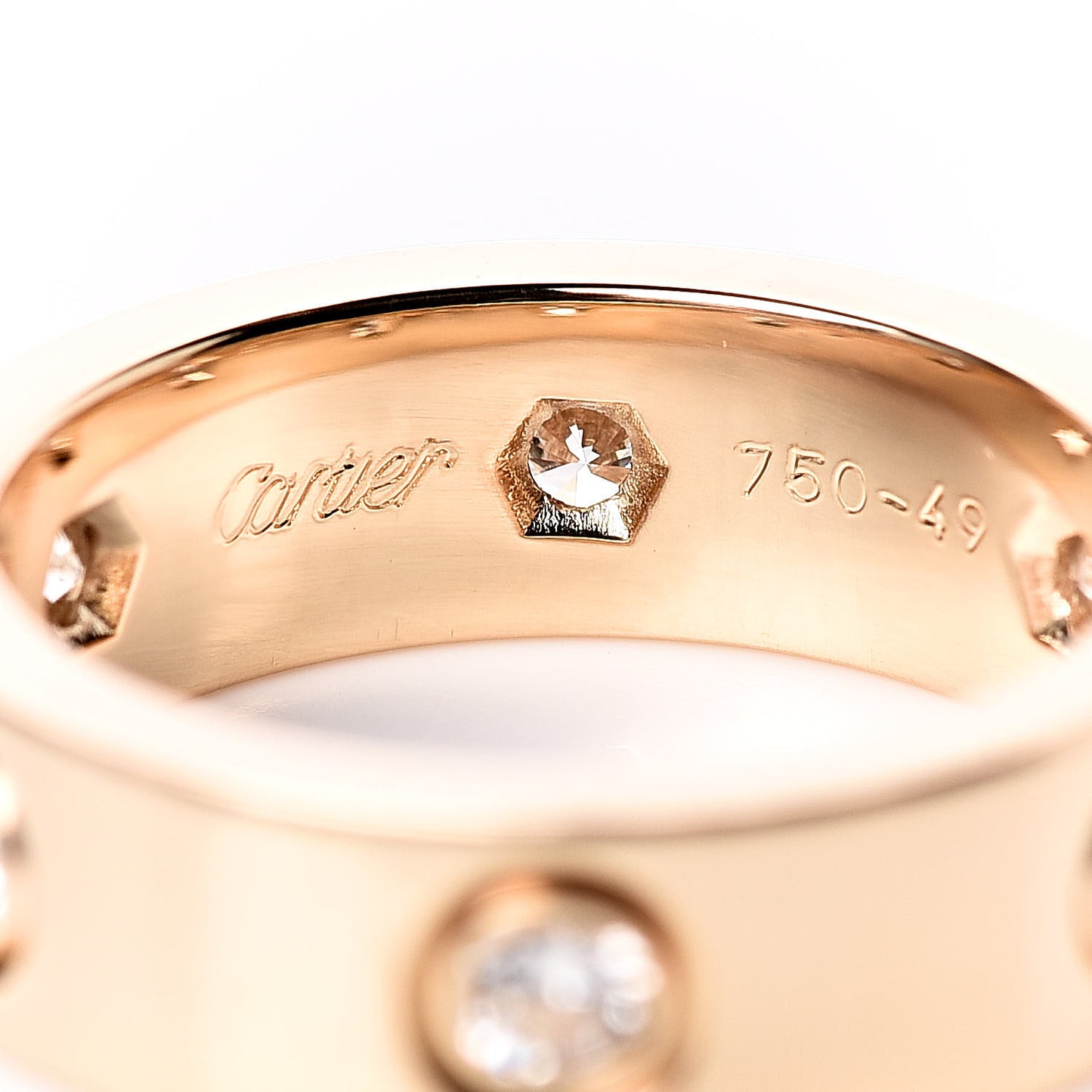 18K Yellow Gold 6 Diamond 5.5mm LOVE Ring 49 4.75