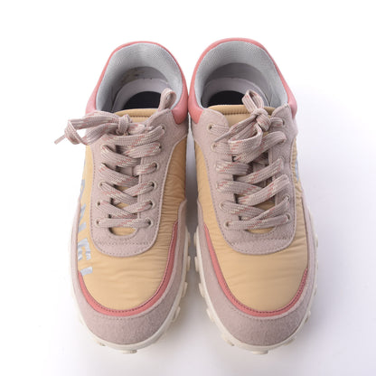 Chanel Nylon Calfskin Suede Womens CC Sneakers 38 Beige Pink 6 of 11