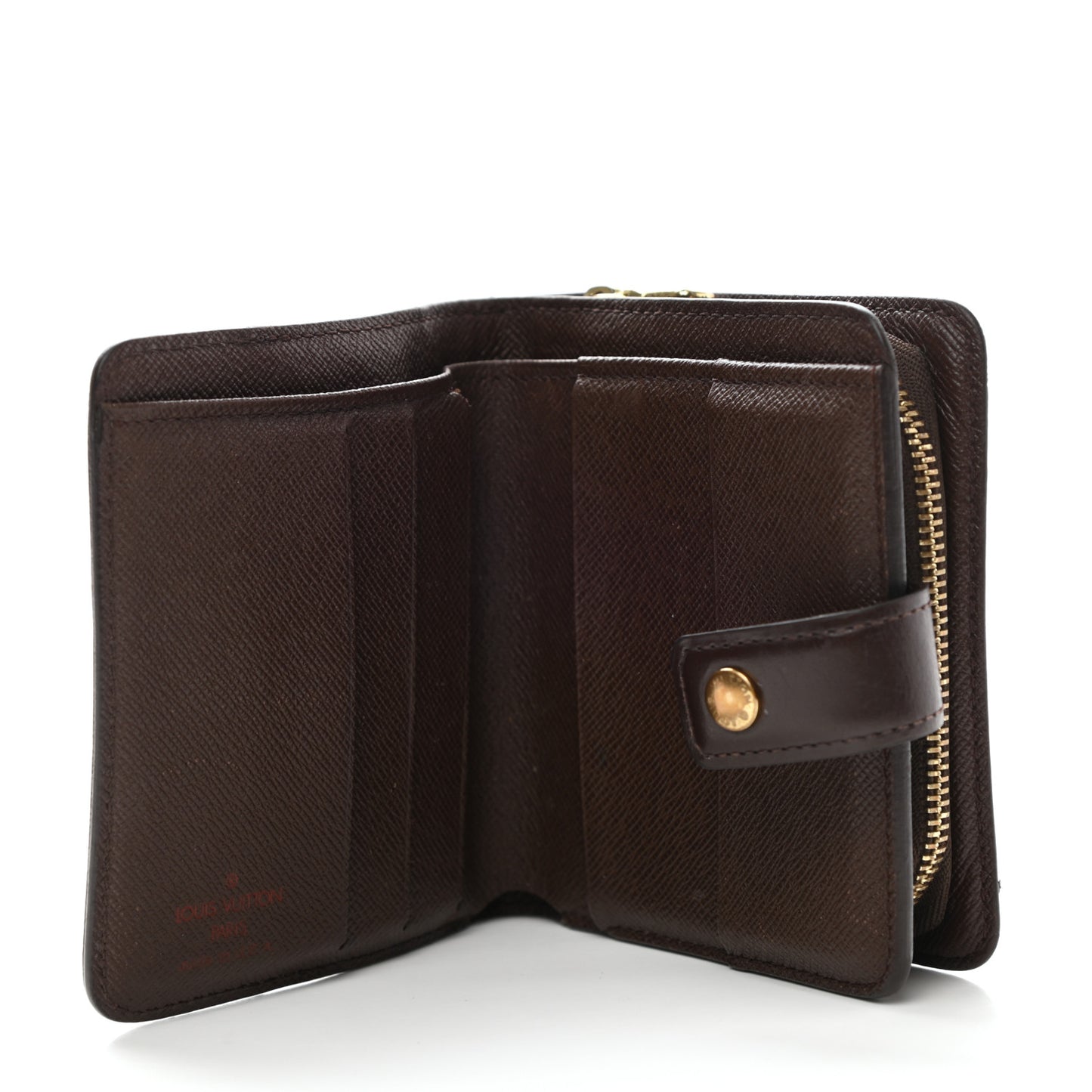 Damier Ebene Zippe Zipped Compact Wallet