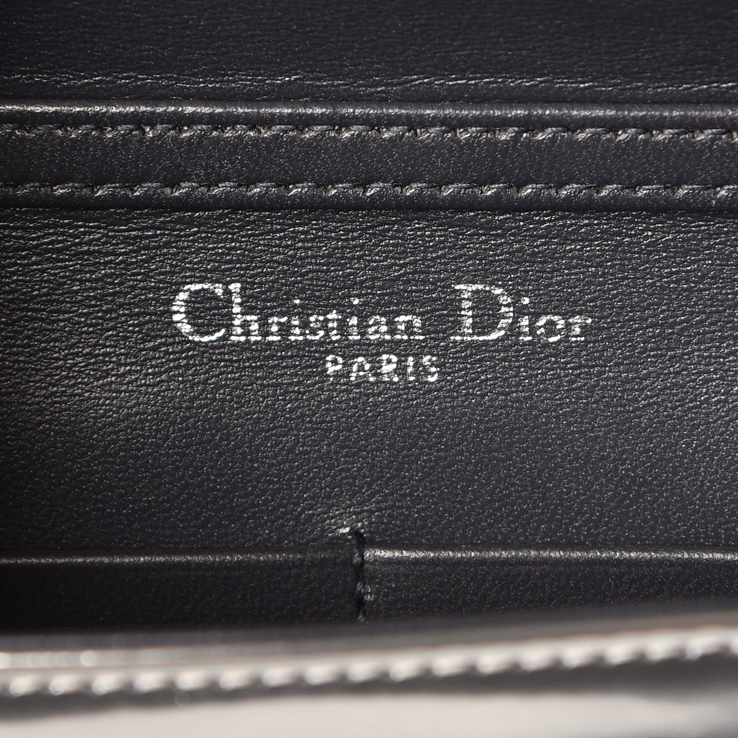 Christian Dior Metallic Patent Micro-Cannage Diorama Wallet on Chain Pouch Silver 6 of 8
