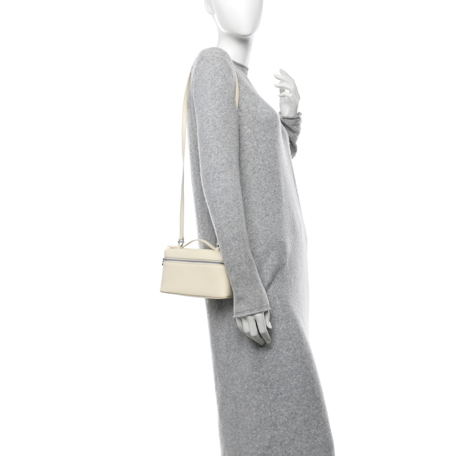 Loro Piana Grained Calfskin L19 Extra Pocket Pouch Whisper White 2 of 9