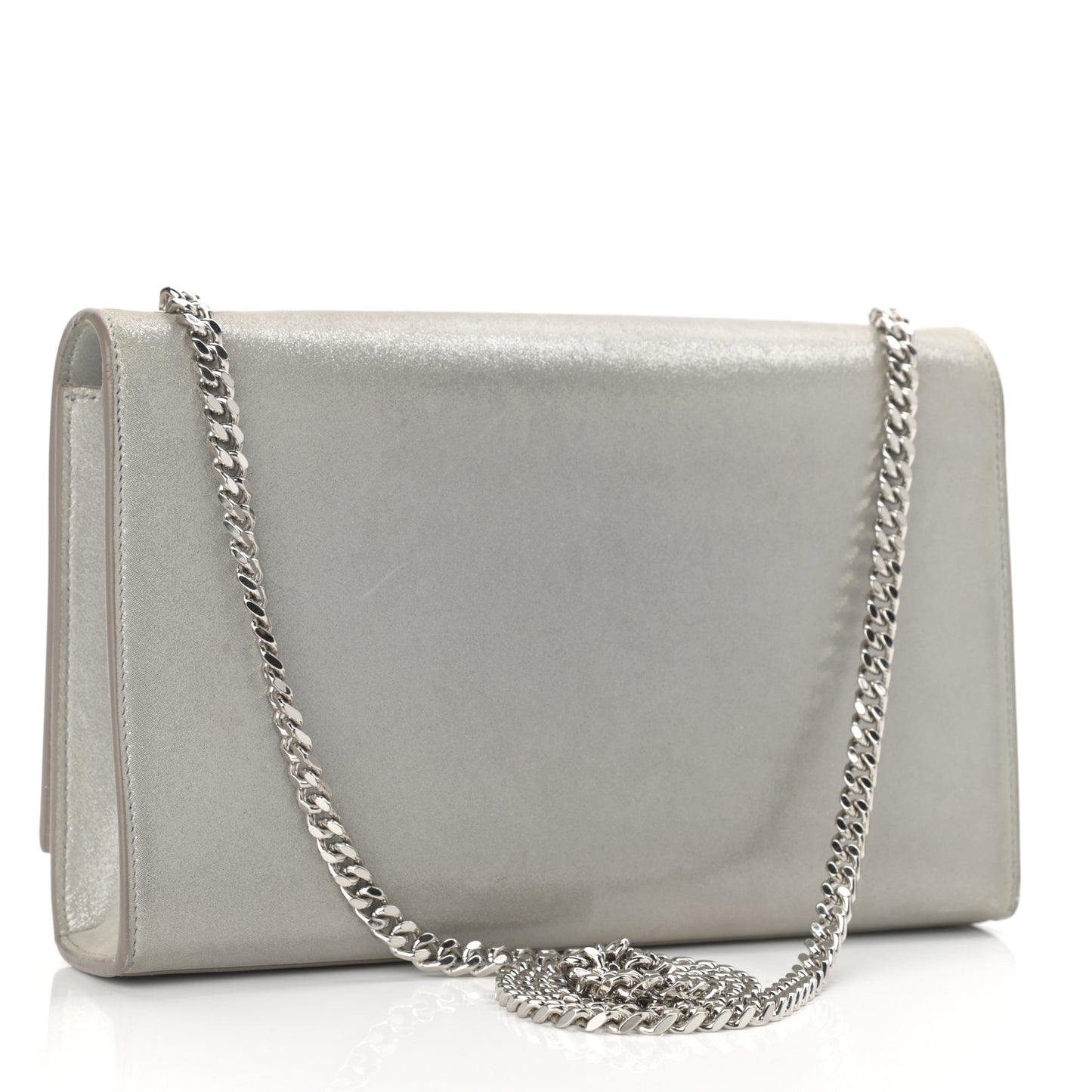 Metallic Fabric Medium Monogram Kate Satchel Silver