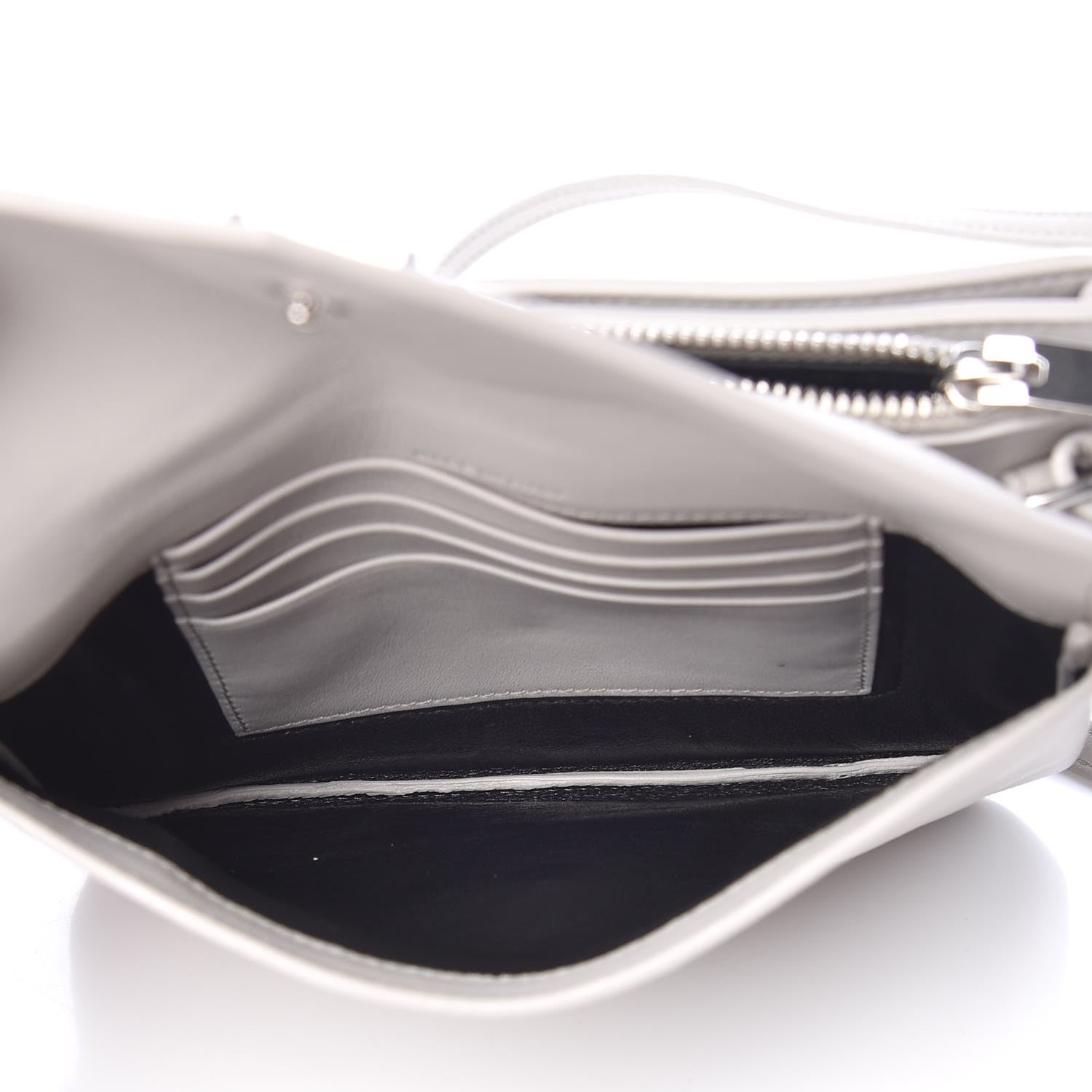 Saint Laurent Calfskin Monogram Tri Pocket Crossbody Bag Grey 6 of 11