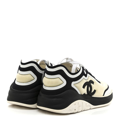 Chanel Lycra Womens CC Sneakers 37 White Black 5 of 10