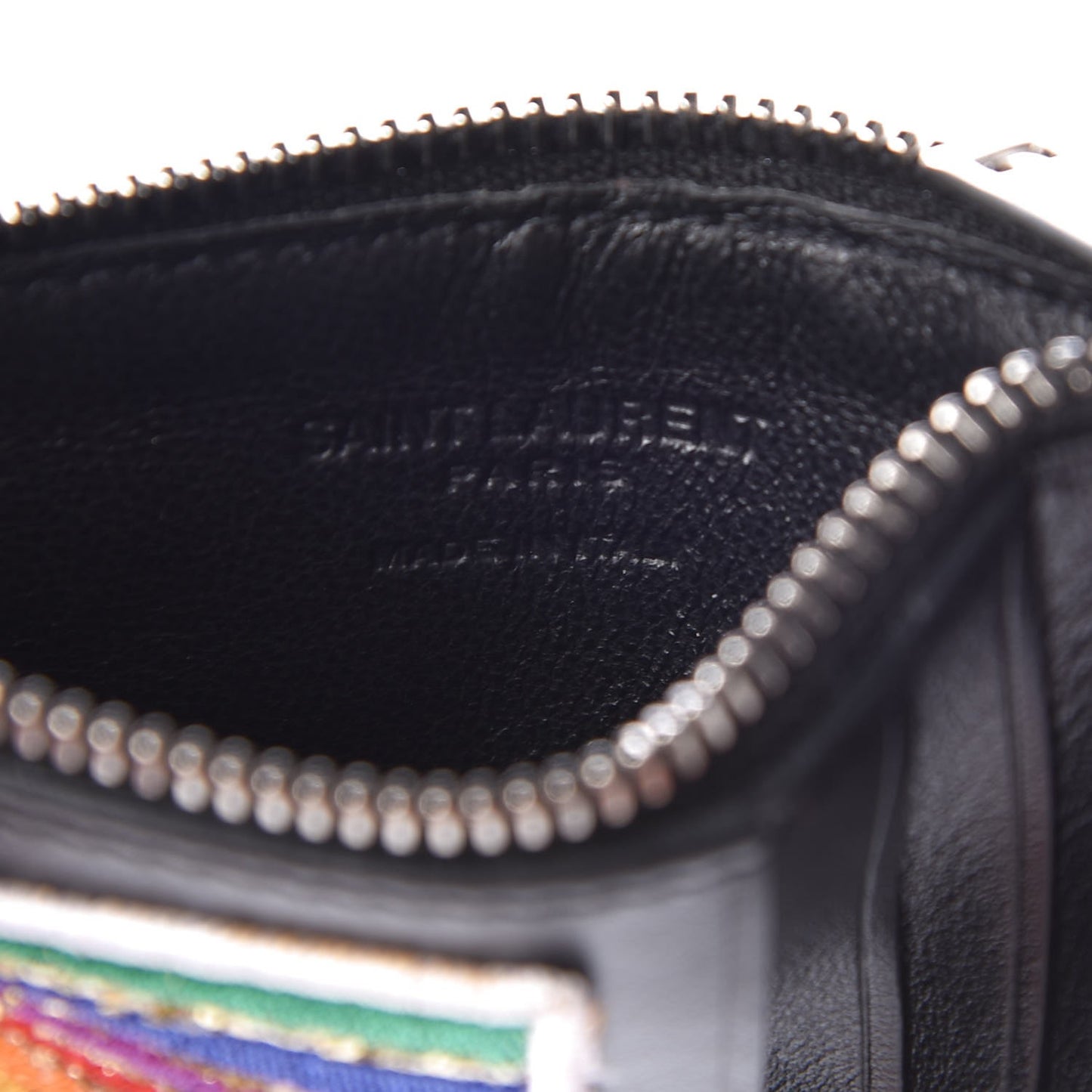 Calfskin Paris Rainbow Fragments Zip Pouch Card Holder Black