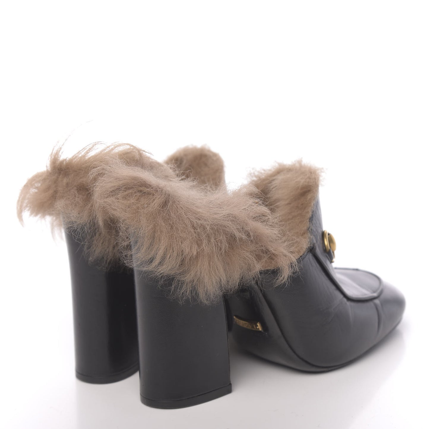 Malaga Kid Fur Princetown High Heel Mules 37 Black Naturale