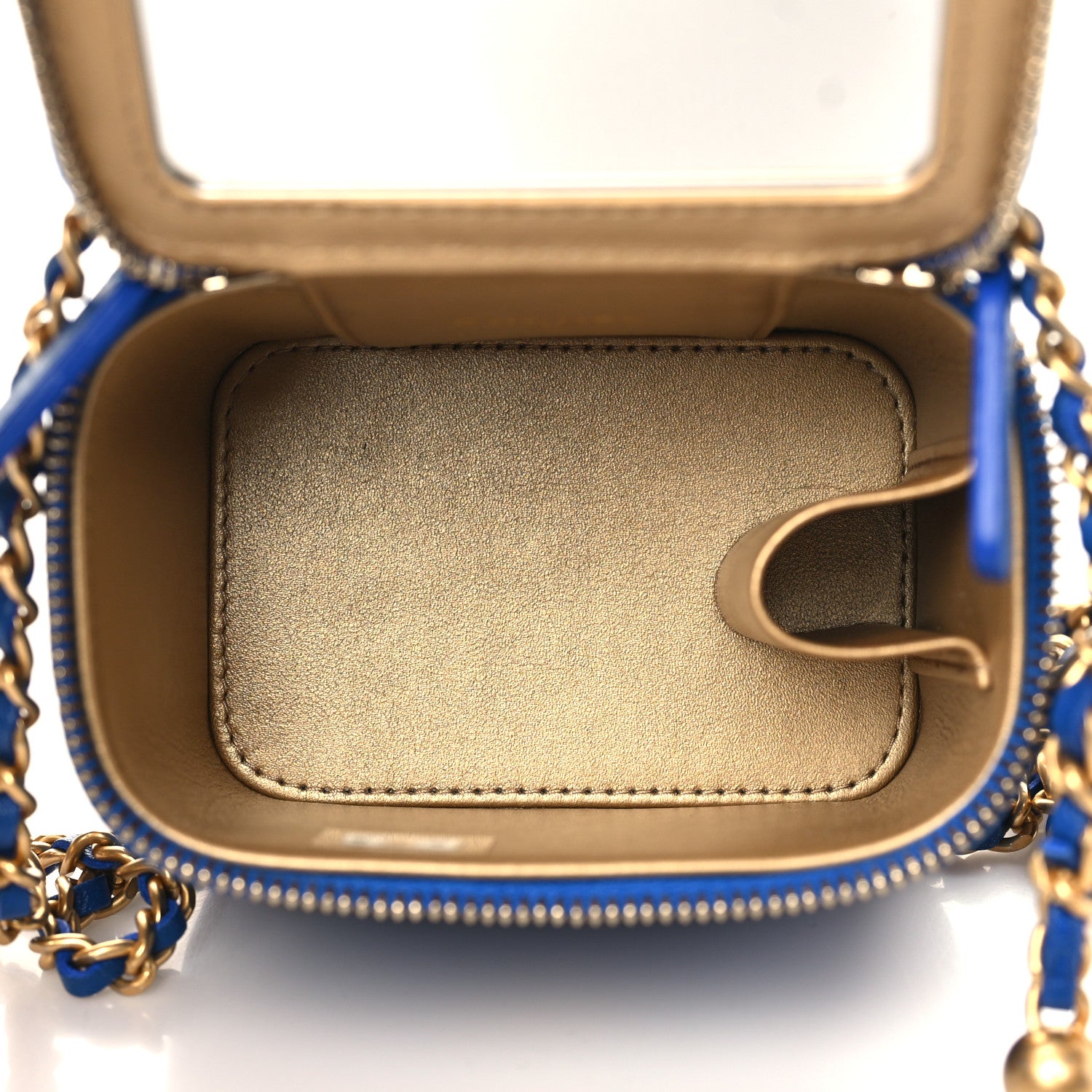 Chanel Lambskin Quilted Pearl Crush Mini Vanity Case With Chain Blue 4 of 9