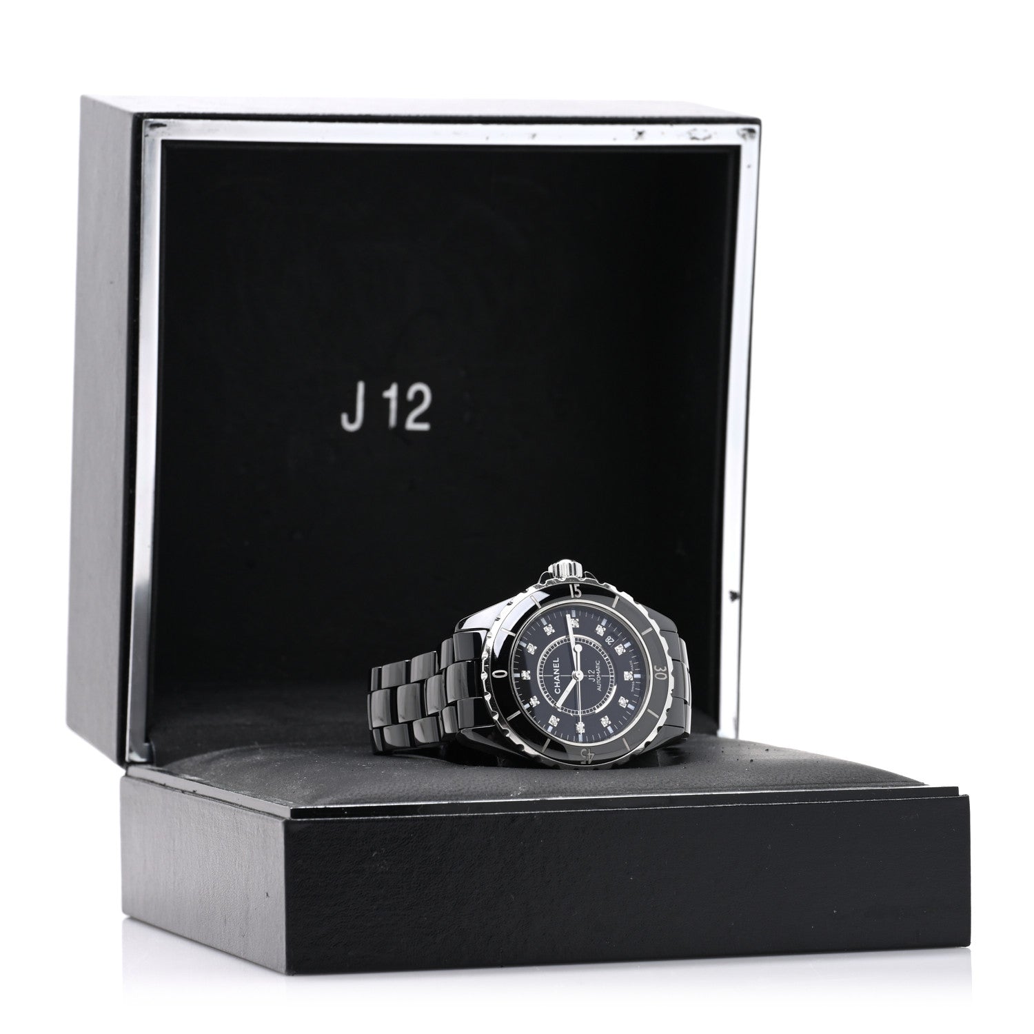 Chanel Stainless Steel Ceramic Diamond 38mm J12 Automatic Watch Black Black 5 of 5
