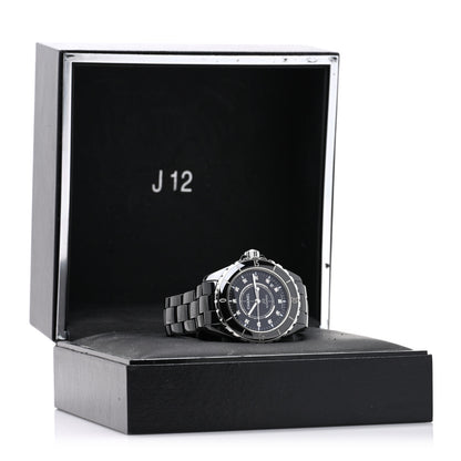 Chanel Stainless Steel Ceramic Diamond 38mm J12 Automatic Watch Black Black 5 of 5