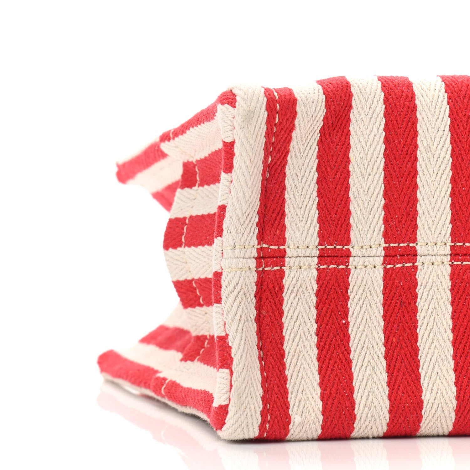 Celine Canvas Calfskin Striped Triomphe Small Cabas Thais Natural Red 8 of 9