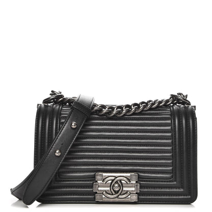 Chanel Calfskin Horizontal Quilted Small Boy Flap Black 1 of 7