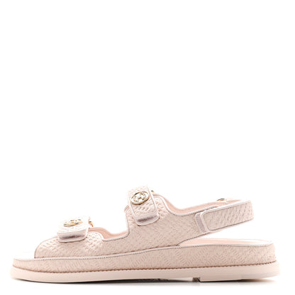 Chanel Calfskin Printed Velcro Dad Sandals 38.5 Pink 1 of 8