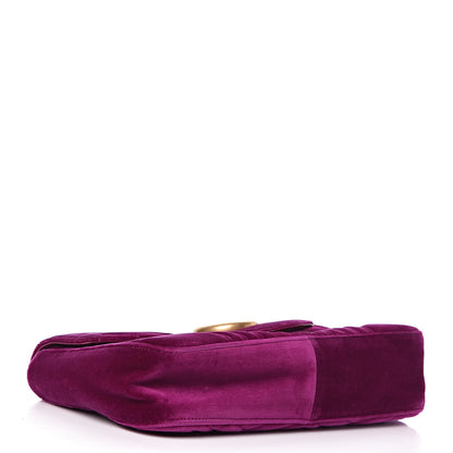 Gucci Velvet Matelasse Medium GG Marmont Shoulder Bag Fuchsia Violet Cyclamen 4 of 10