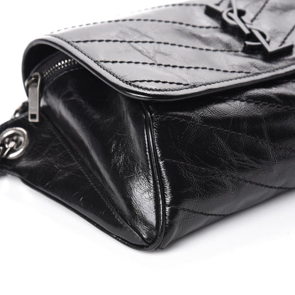 Saint Laurent Crinkled Calfskin Matelasse Monogram Niki Body Bag Black 8 of 9