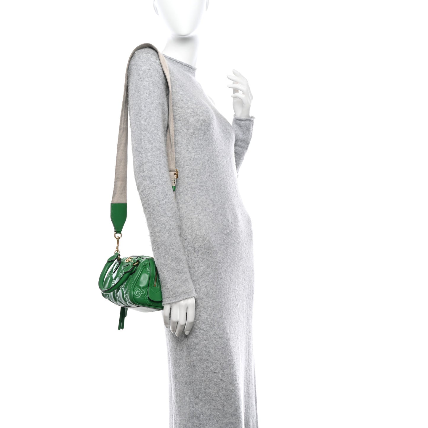 Calfskin GG Matelasse Mini Bowler Bag Spring Green Natural