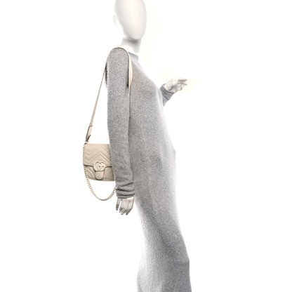 Gucci Calfskin Matelasse Monochrome Mini GG Marmont Crossbody Shoulder Bag White 2 of 16