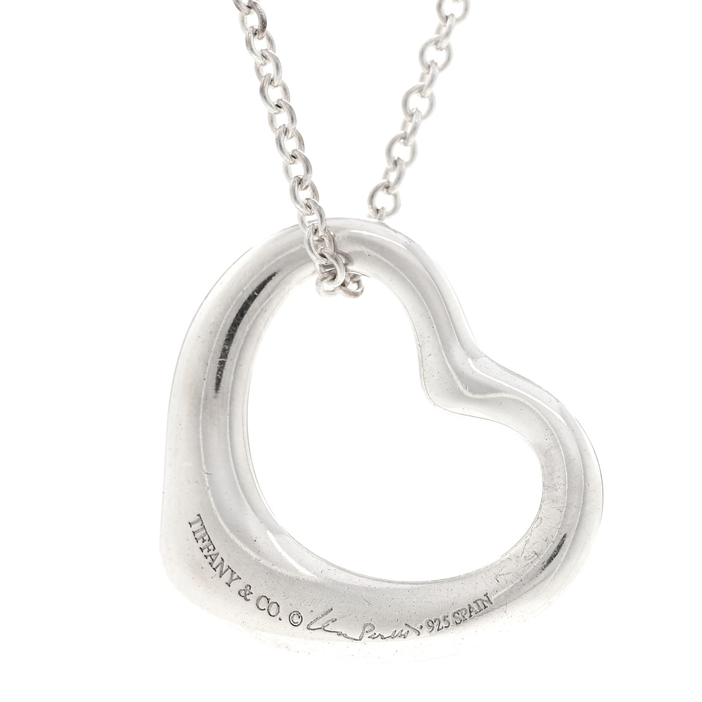 Sterling Silver 22mm Elsa Peretti Open Heart Pendant Necklace