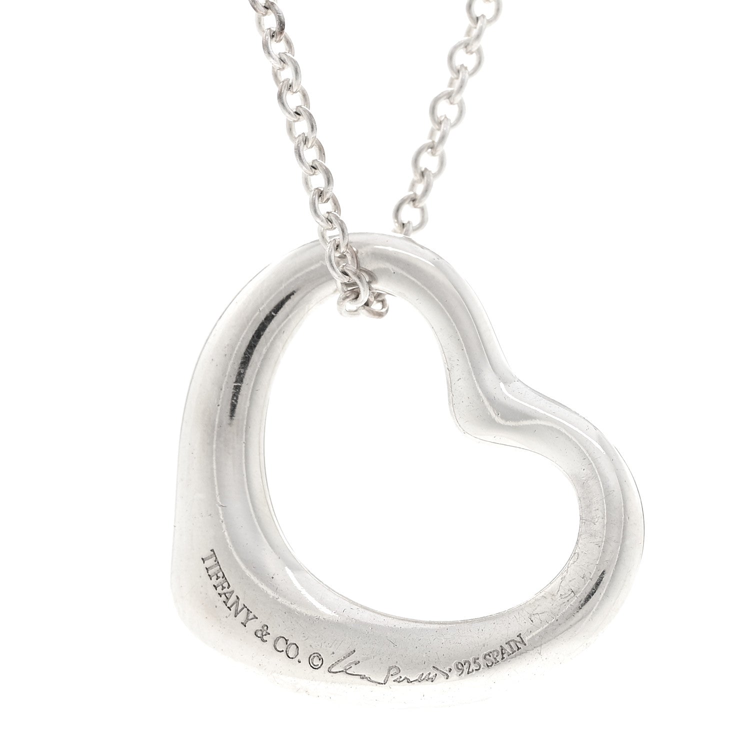 Tiffany Sterling Silver 22mm Elsa Peretti Open Heart Pendant Necklace 4 of 5