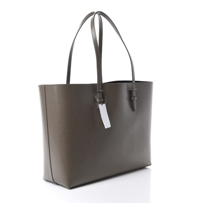 Saint Laurent Grained Calfskin Large Shopping Tote Warm Taupe Black 3 of 9