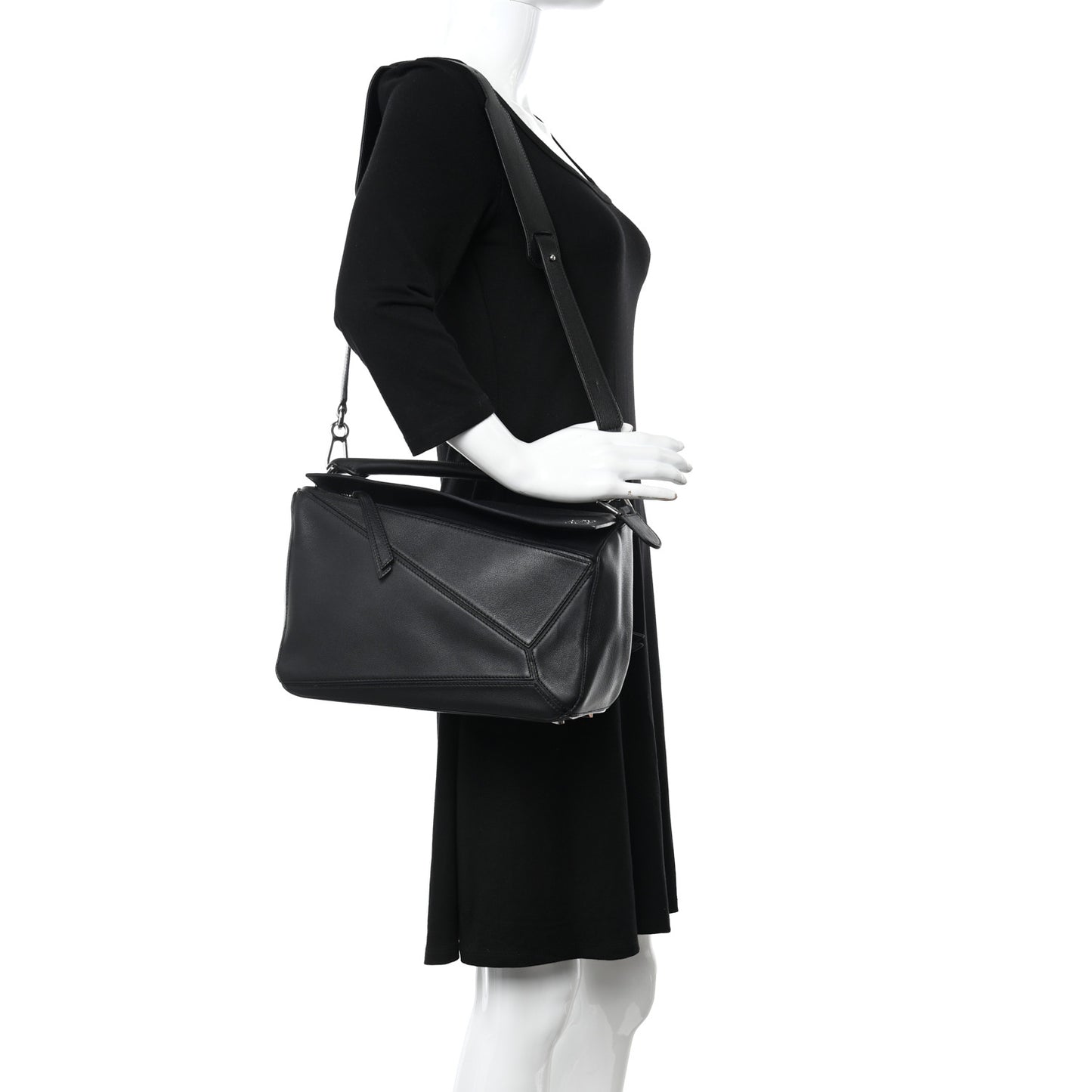 Calfskin Medium Puzzle Bag Black