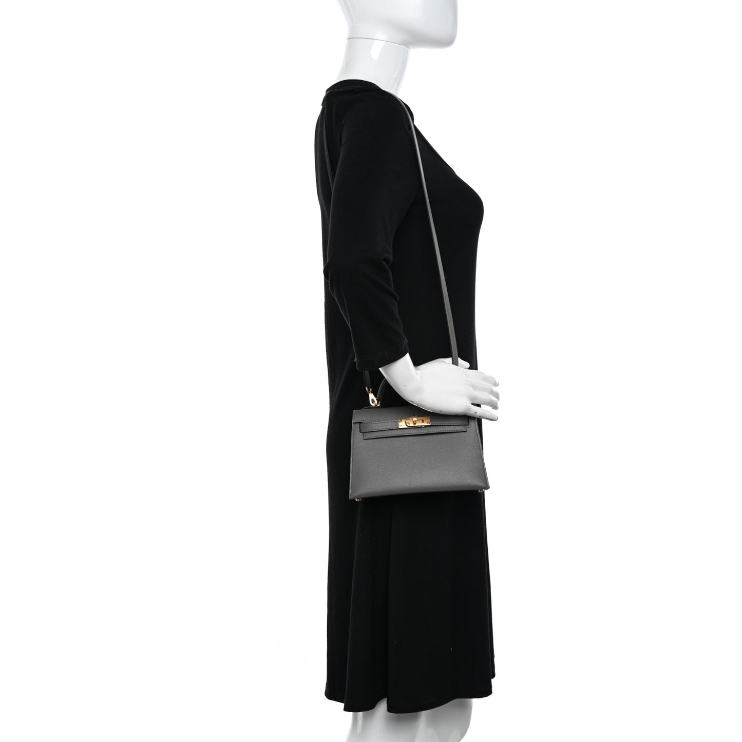 Madame Calfskin Mini Kelly Sellier 20 Gris Meyer