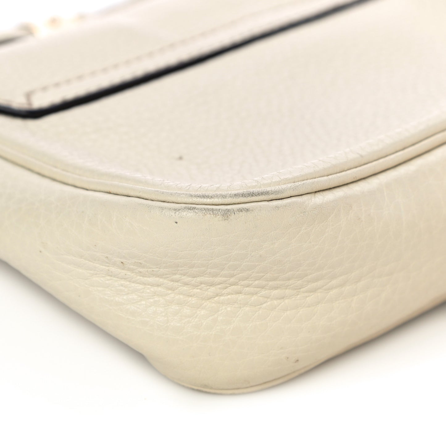 Pebbled Calfskin Small Soho Flap Crossbody Off White