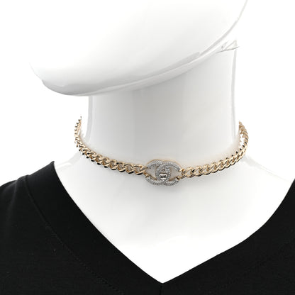 Chanel Crystal Chain Link CC Turnlock Choker Necklace Gold Silver 2 of 7