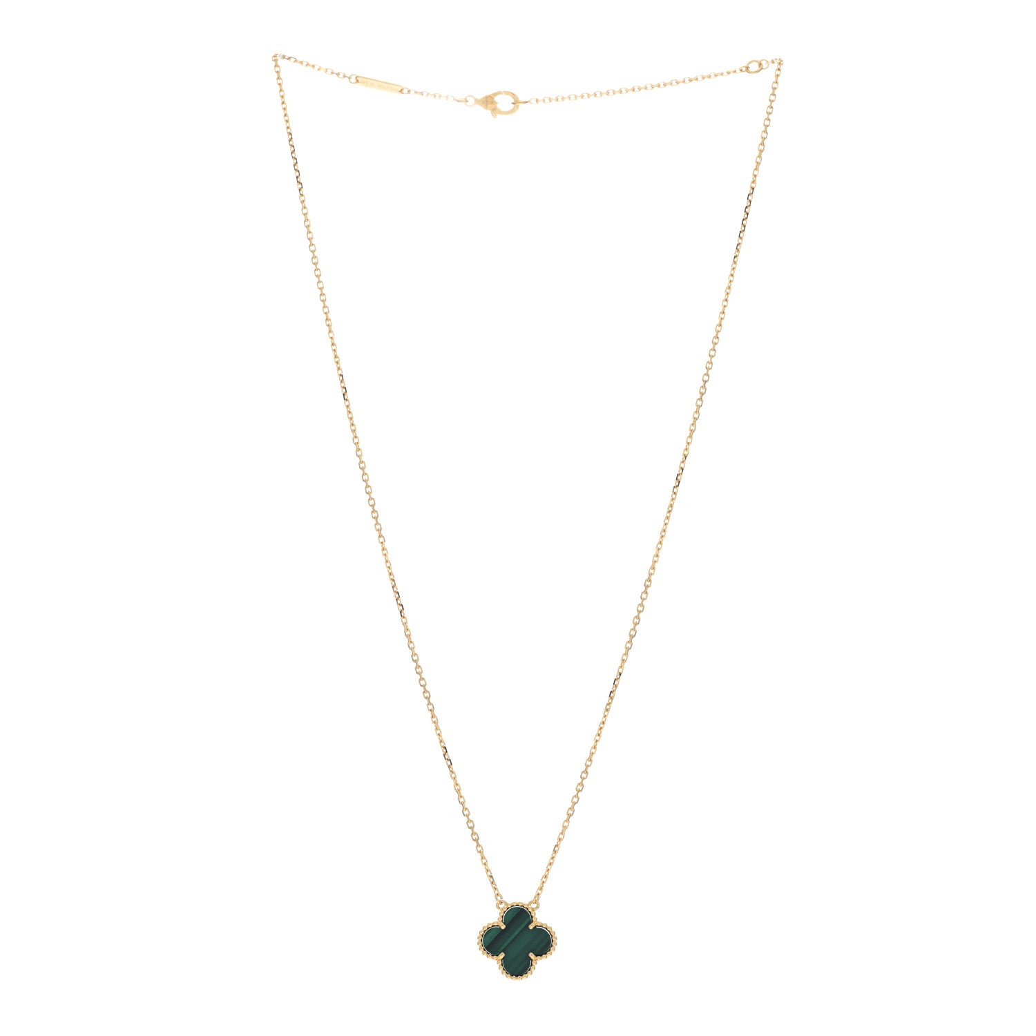 Van Cleef & Arpels 18K Yellow Gold Malachite Vintage Alhambra Pendant Necklace 4 of 5