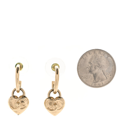 Chanel Metal CC Heart Turnlock Drop Earrings Gold 2 of 5