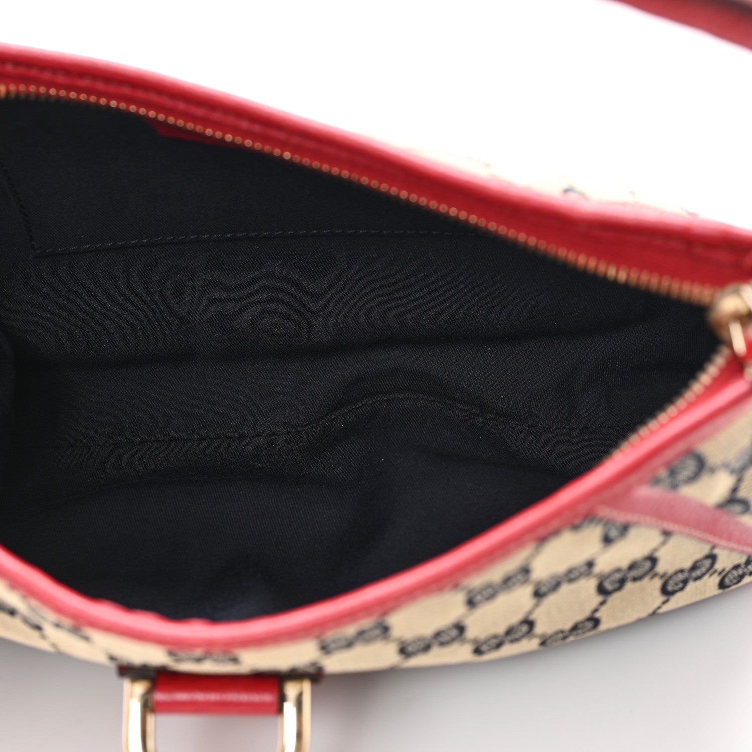 Gucci Monogram D Ring Abbey Pochette Navy Red 5 of 12