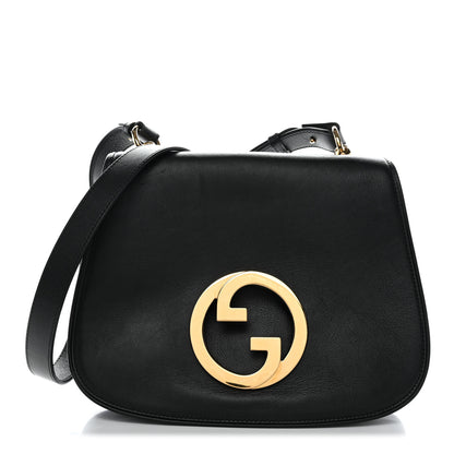 Gucci Roxy Calfskin Web Medium Blondie Top Handle Shoulder Flap Bag Black 1 of 11