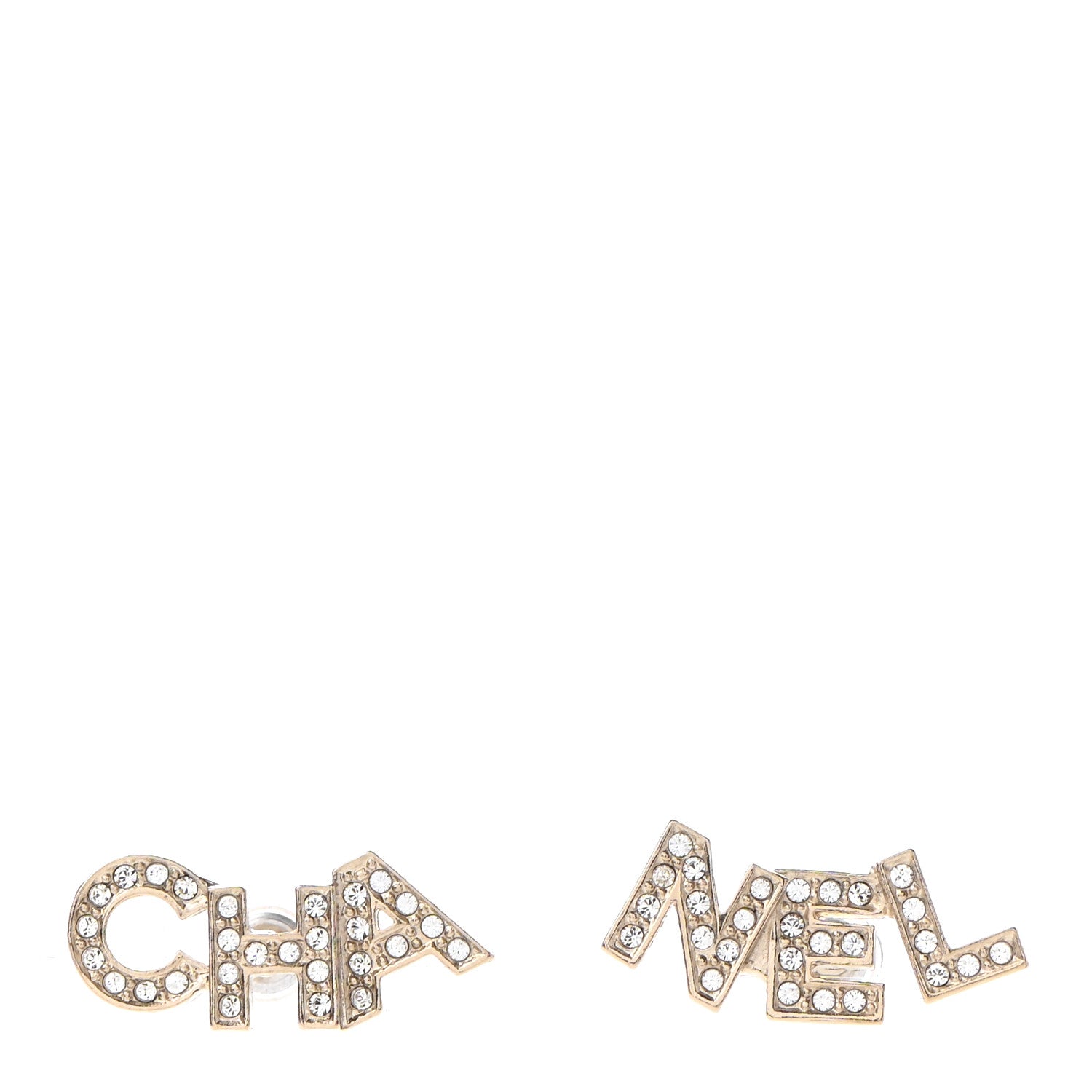 Chanel Crystal Pearl Signature Stud Earrings Gold 1 of 4