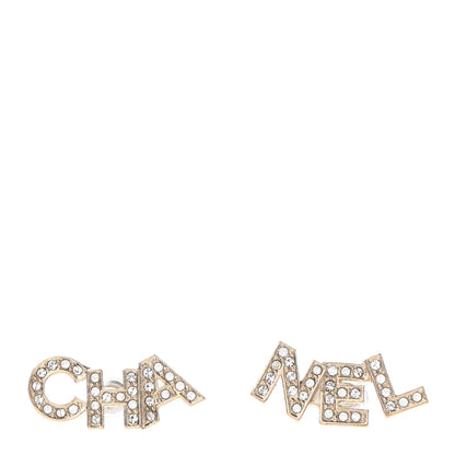 Chanel Crystal Pearl Signature Stud Earrings Gold 1 of 4
