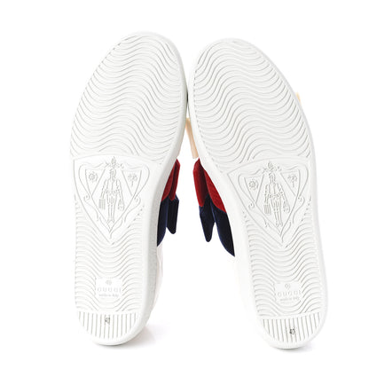 Gucci Calfskin Velvet Womens Bow Ace Sneakers 40 White 5 of 10