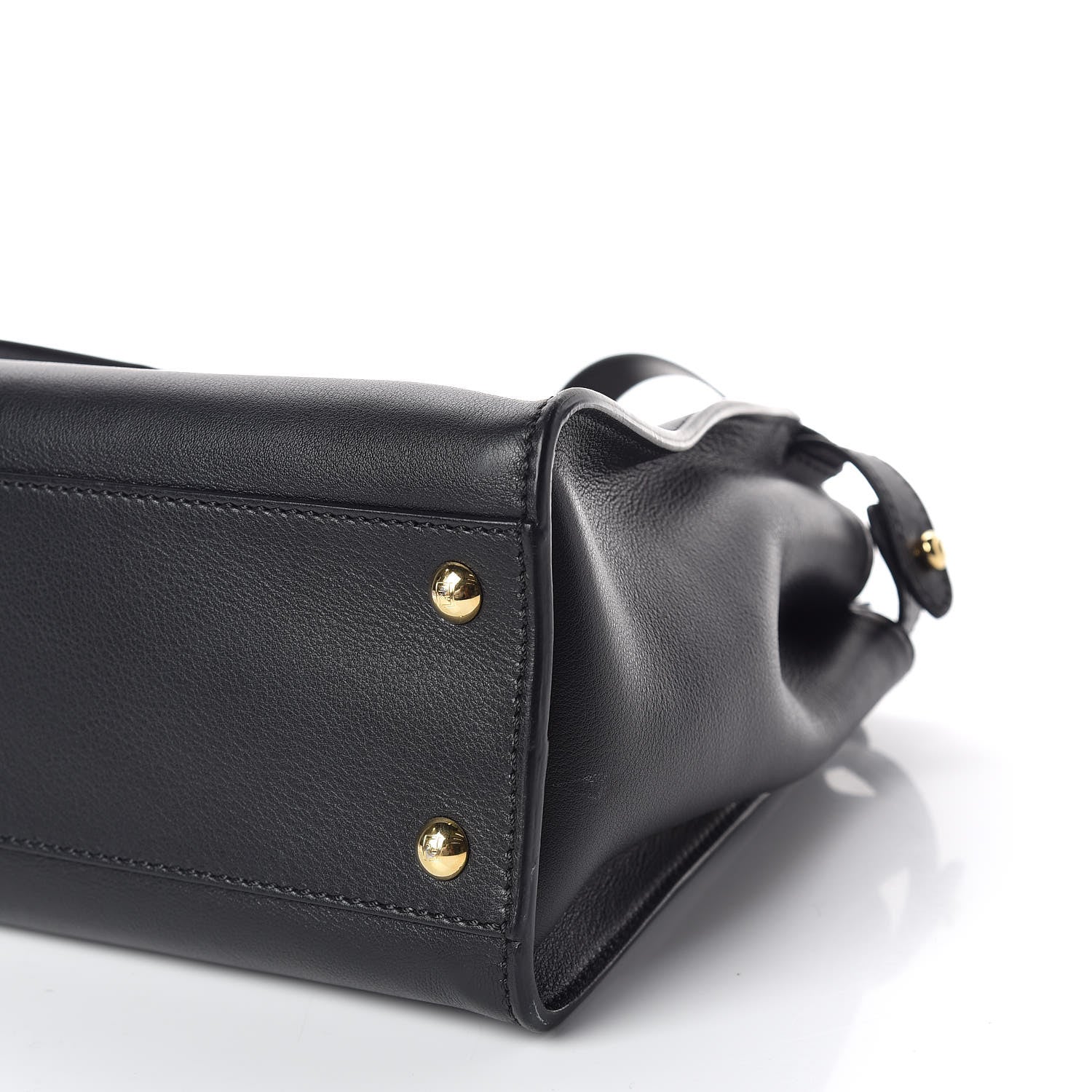 Fendi Vitello Seta Shiny Nappa Medium Peekaboo Iconic Satchel Black 7 of 12