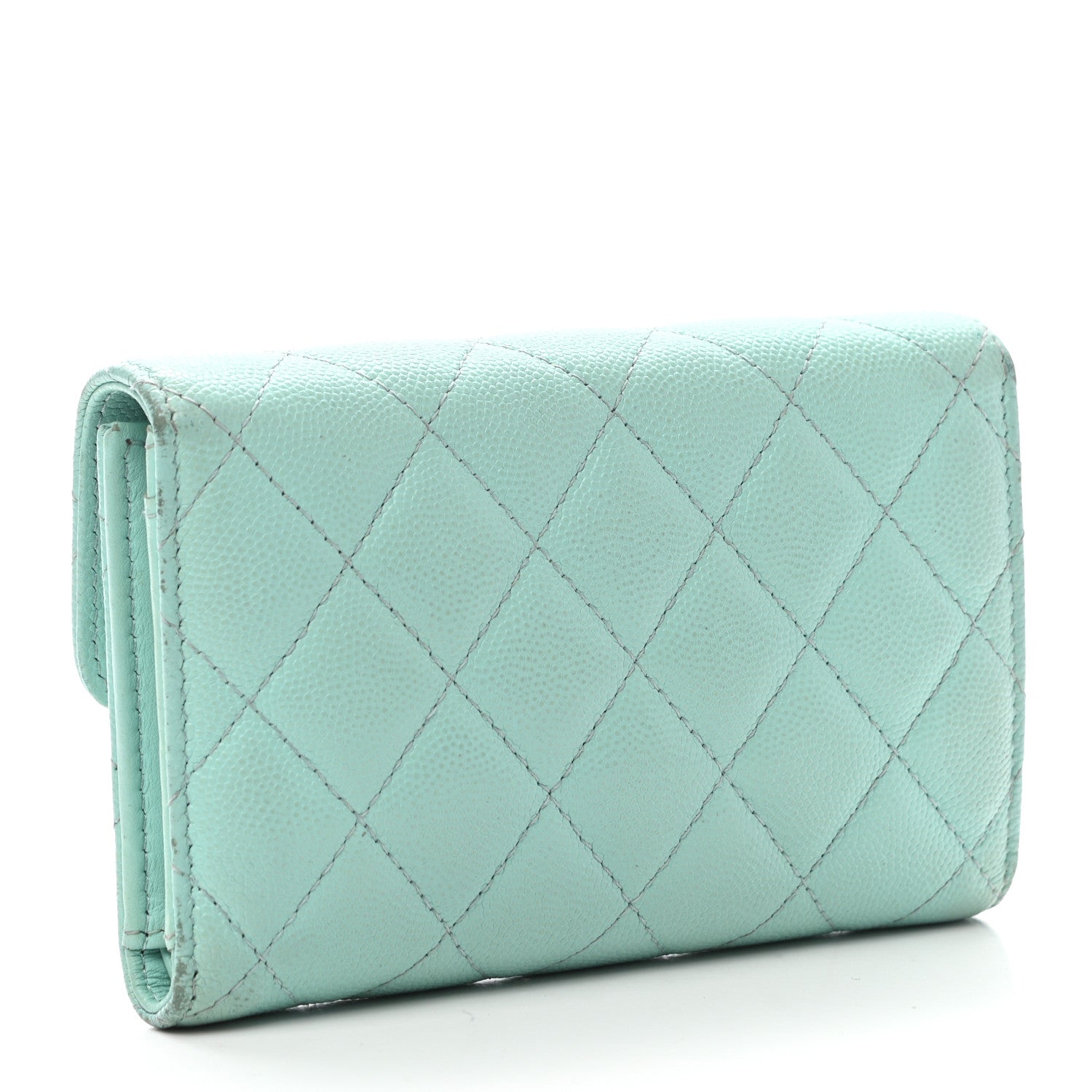 Chanel Caviar Quilted Medium Flap Wallet Light Blue 3 of 13