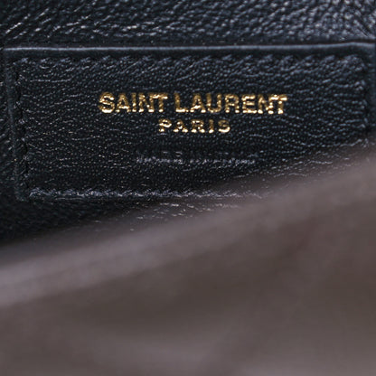 Saint Laurent Grain De Poudre Textured Mixed Matelasse Triquilt Small Monogram Satchel Pebble 10 of 13