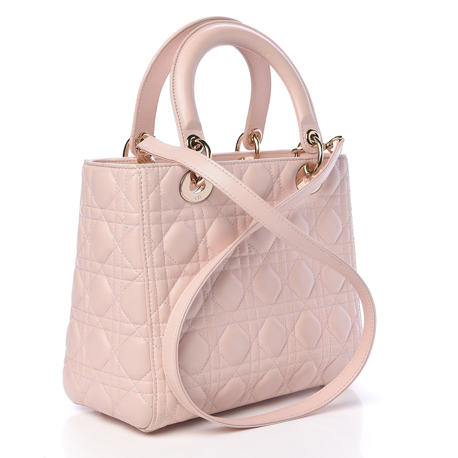 Christian Dior Lambskin Cannage Medium Lady Dior Light Pink 3 of 15